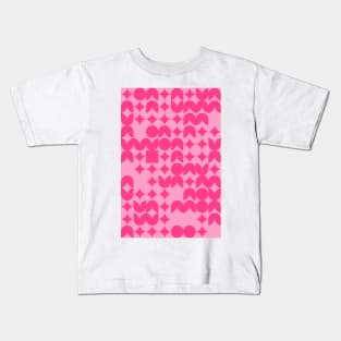 Girly Pinkish Geometric Pattern - Flowers & Stars #7 Kids T-Shirt